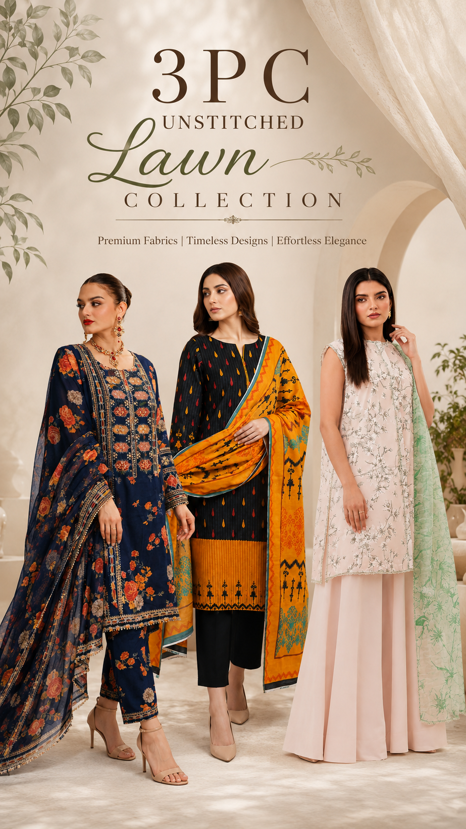 3 PC UNSTITCHED LAWN COLLETION