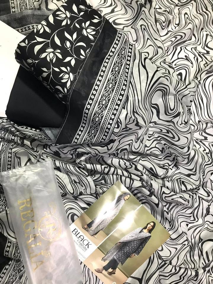 BLACK & WHITE LAWN UNSTITCHED COLLECTION 2026