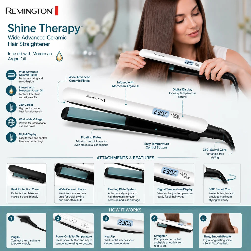 REMINGTON S8500 HAIR STRAIGHTENER SHINE THERAPY