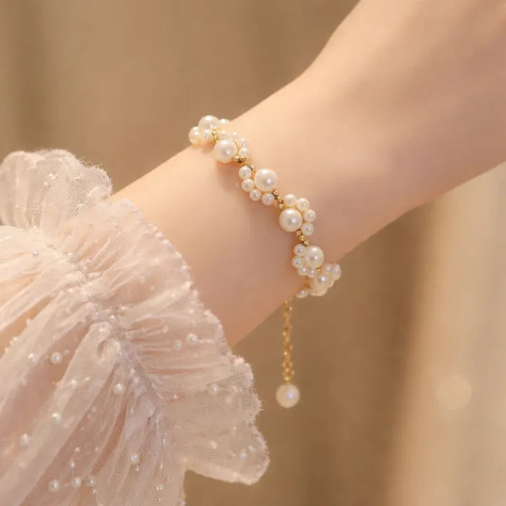 Elegant Cat's Paw Pearl Beaded Bracelet for Girls & Women Fashion Jewelry Cute Charm Bracelet