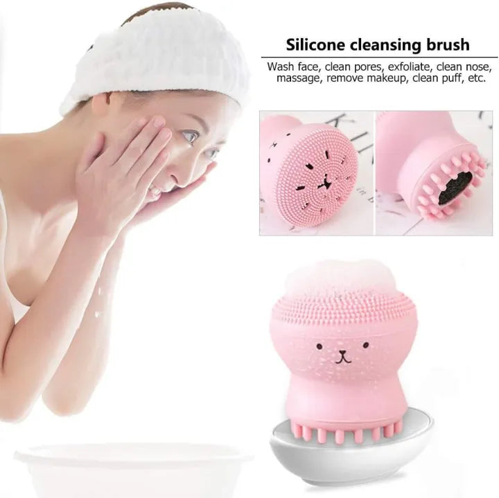 Octopus Shape Small Silicone Facial Cleansing Brush, Face Pore Cleaning, Oil Removal, Beauty Massage, Makeup Cleaner, Cleanser