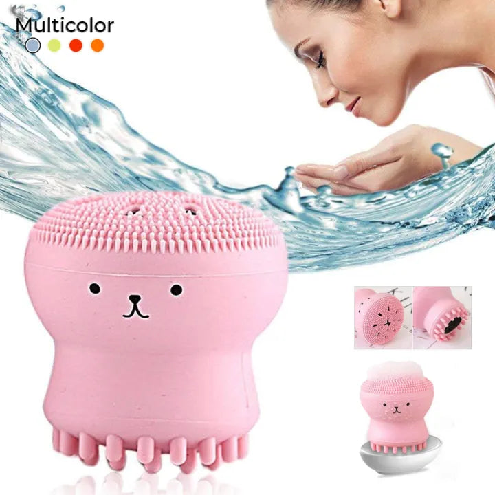 Octopus Shape Small Silicone Facial Cleansing Brush, Face Pore Cleaning, Oil Removal, Beauty Massage, Makeup Cleaner, Cleanser
