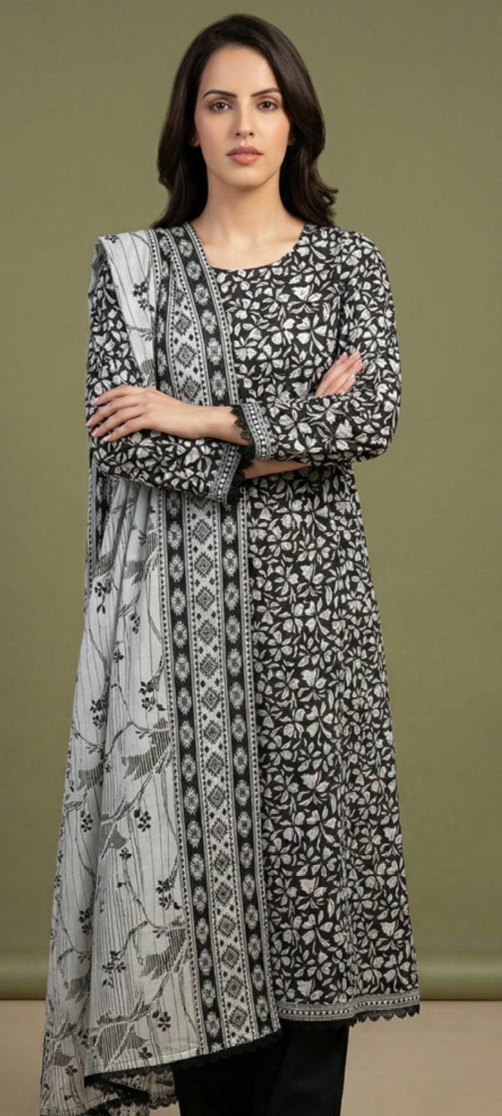 BLACK & WHITE LAWN UNSTITCHED COLLECTION 2026