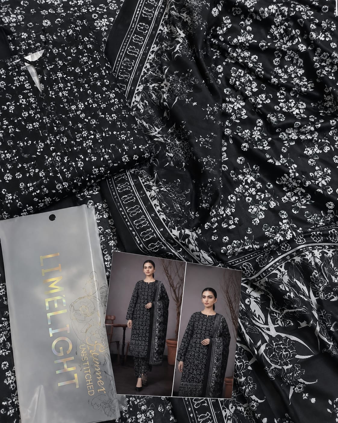 LIMELIGHT DIGITAL PRINTED 3PC LAWN UNSTITCHED SUIT