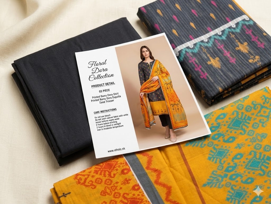 ETHNIC PRINTED BANA DORA UNSTITCHED 3 PC SUIT