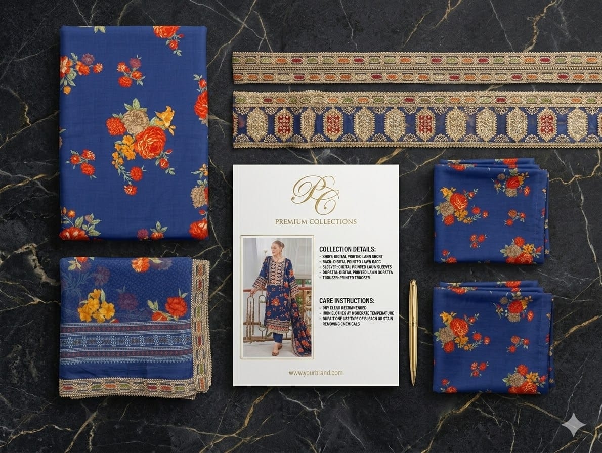 Aneela's Collection 3 Pc Unstitched Fancy Lawn Suit