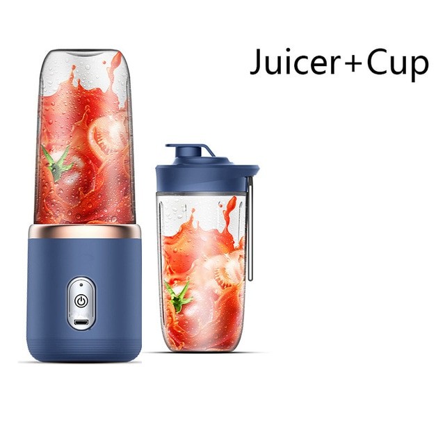 USB Rechargeable Juicer Blender - Mini Portable Personal Size Blender with 6 Blades - Electric Mixer for On-the-Go Smoothies - 400ml Food Grade Fruit Juicer Machine