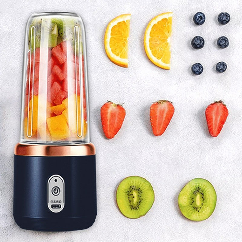 USB Rechargeable Juicer Blender - Mini Portable Personal Size Blender with 6 Blades - Electric Mixer for On-the-Go Smoothies - 400ml Food Grade Fruit Juicer Machine