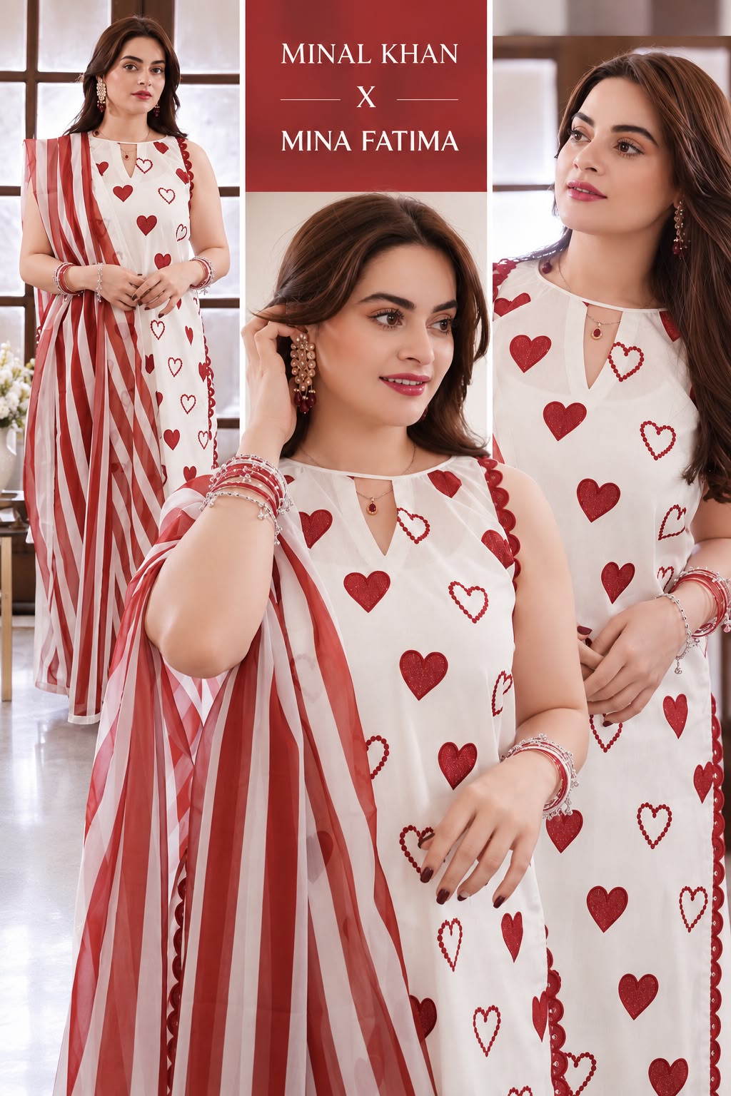 Minal khan & Mina Fatima 3 Pc Suit Unstitched