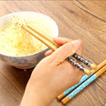 Chopsticks Random Flower Design Bamboo 2 Sticks 1 Pair Handmade Japanese Natural Chestnut Wood Sushi Chopsticks