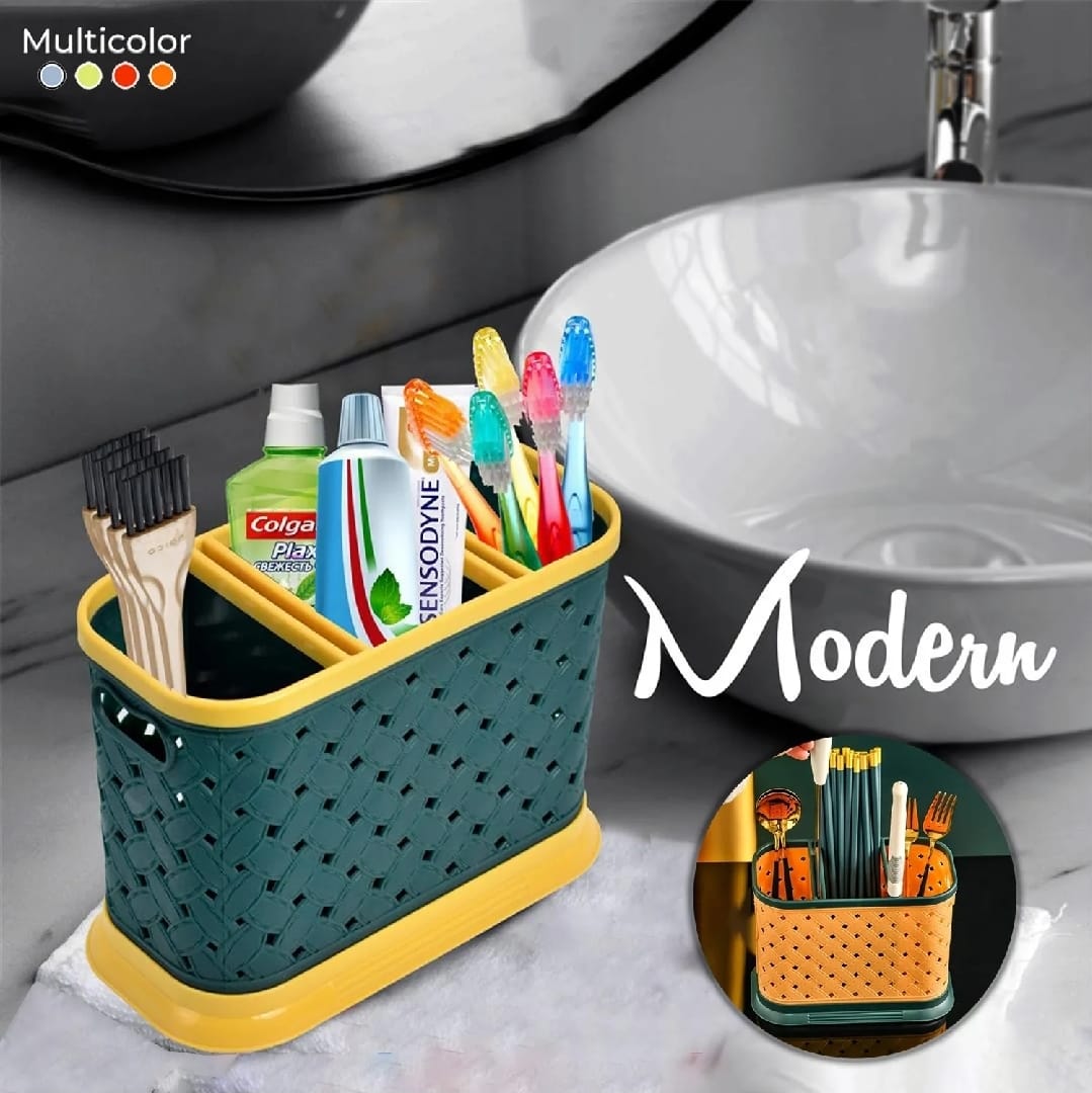 3 Slots Multipurpose Spoon Utensil Holder With Separate Knife Pocket Countertop Cutlery Drying Holder Utensil Holder Cutlery Drainer Tableware Holder Box Tabletop (Color: Mix Multicolor)