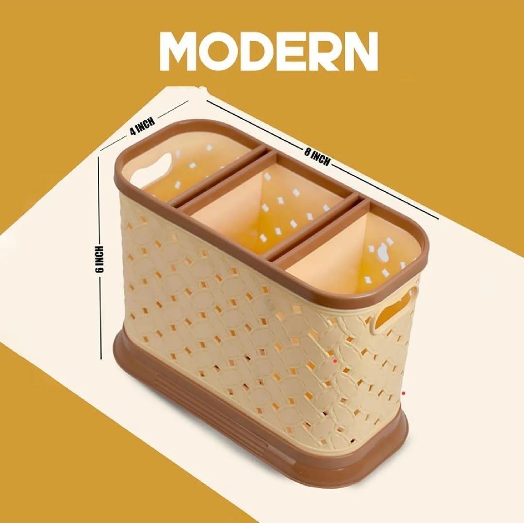 3 Slots Multipurpose Spoon Utensil Holder With Separate Knife Pocket Countertop Cutlery Drying Holder Utensil Holder Cutlery Drainer Tableware Holder Box Tabletop (Color: Mix Multicolor)