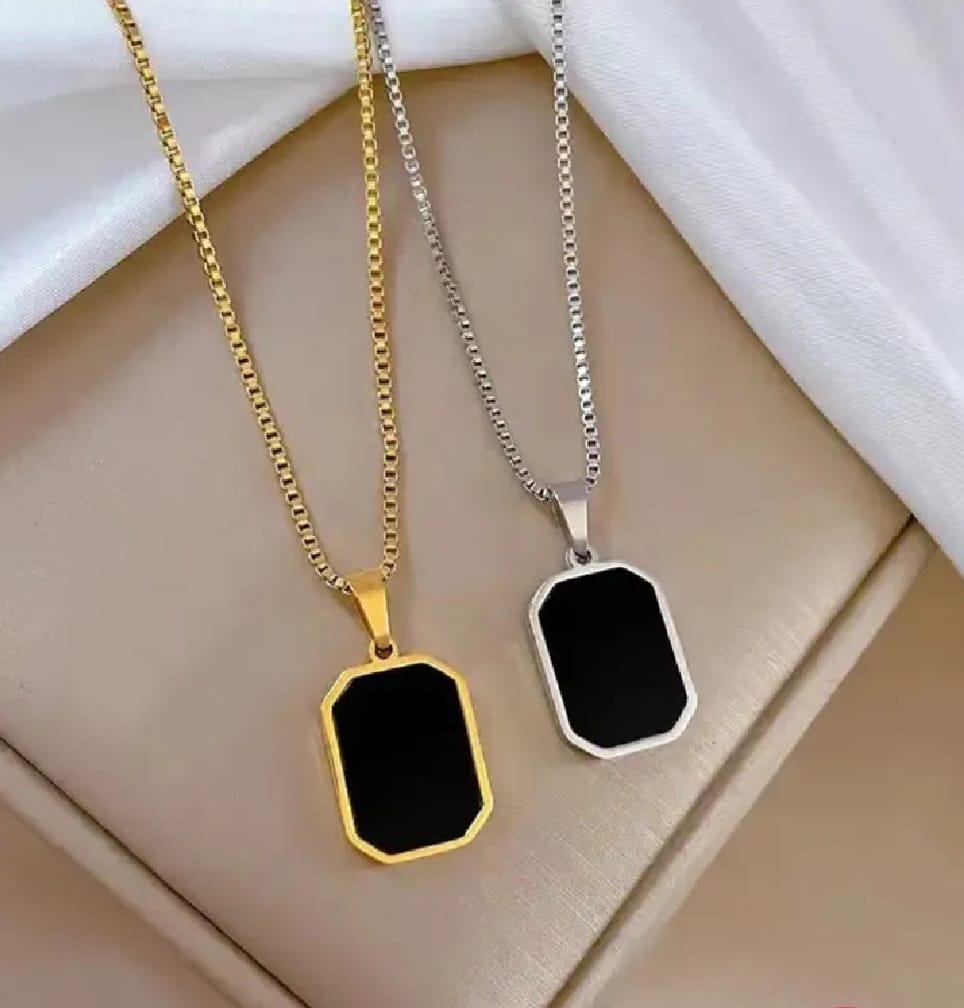 Fashion Square Necklace For Women-Korean Style Black Geometric Pendant Necklace