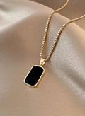 Fashion Square Necklace For Women-Korean Style Black Geometric Pendant Necklace