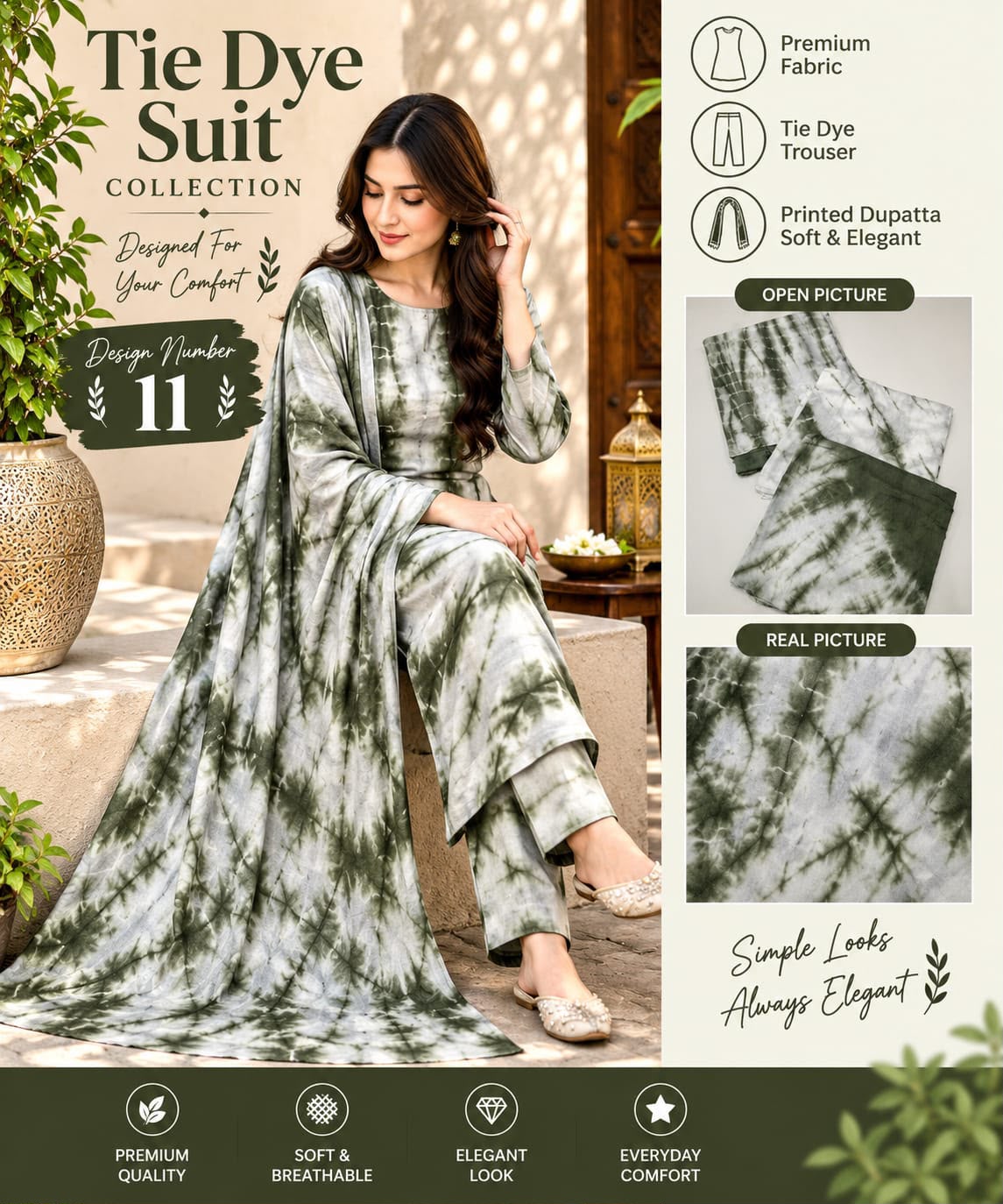 Turkish Wear 3pc Unstitched Linen Suit
