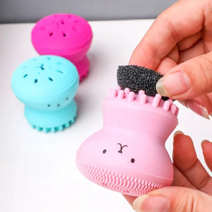 Octopus Shape Small Silicone Facial Cleansing Brush, Face Pore Cleaning, Oil Removal, Beauty Massage, Makeup Cleaner, Cleanser