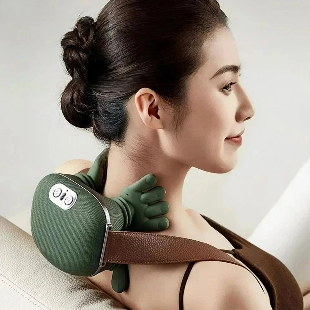 Smart Finger Pressure Neck Massager – Electric Deep Kneading Heated Back & Shoulder Massager | Pain Relief Relaxation Device for Home, Office & Car