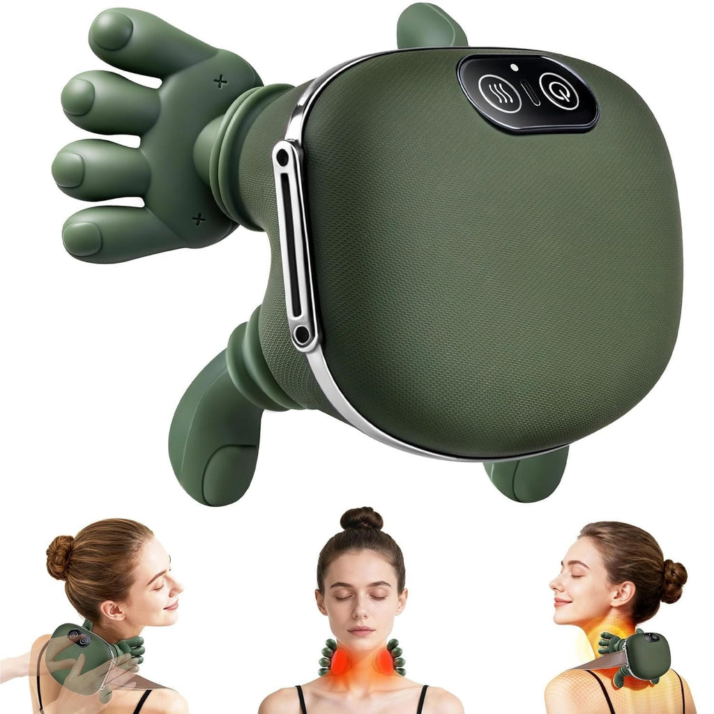 Smart Finger Pressure Neck Massager – Electric Deep Kneading Heated Back & Shoulder Massager | Pain Relief Relaxation Device for Home, Office & Car
